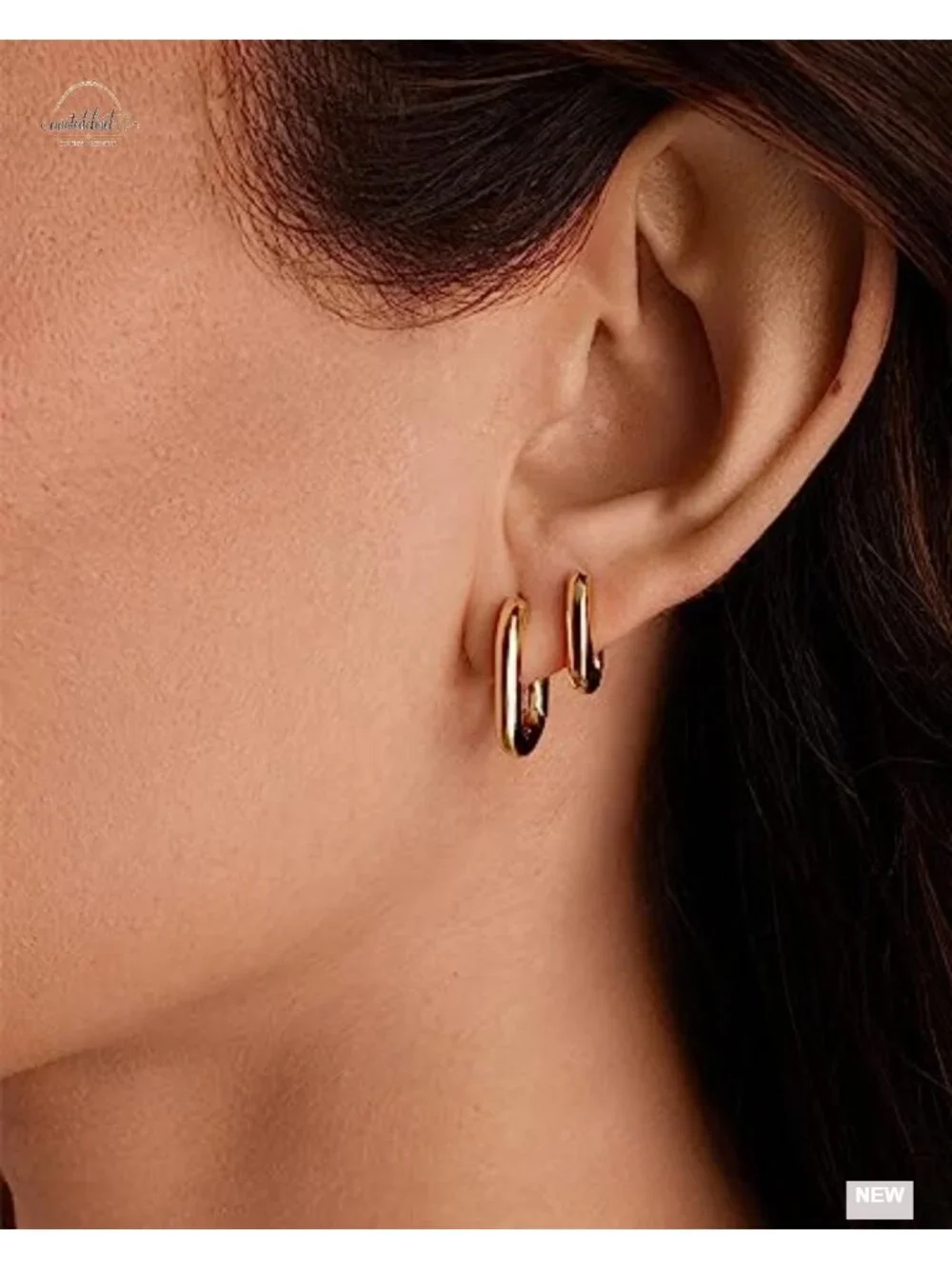 3-Pair Rectangle Hoop Earrings, 925 Sterling Silver Posts, Hypoallergenic,